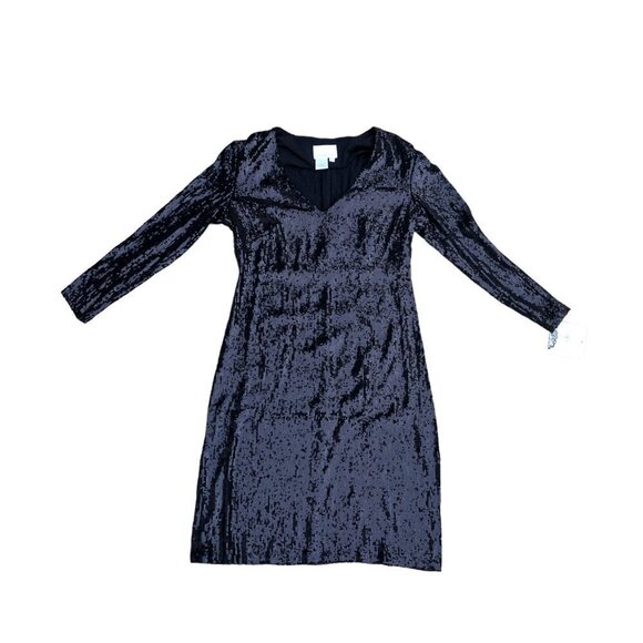 Donna Morgan Dresses & Skirts - DONNA MORGAN Sequins Black Dress Women's 4P Brand New Long Sleeve Sparkl…